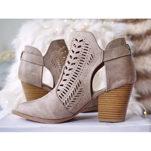 Nude Vegan Leather Distressed Ankle Booties - Picture 8 of 9